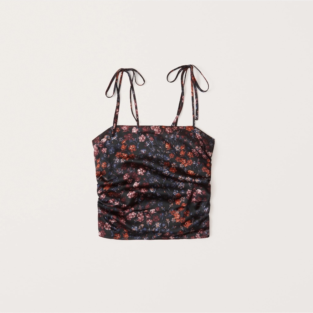 Abercrombie & Fitch Satin Ruched Tie-Strap Cami